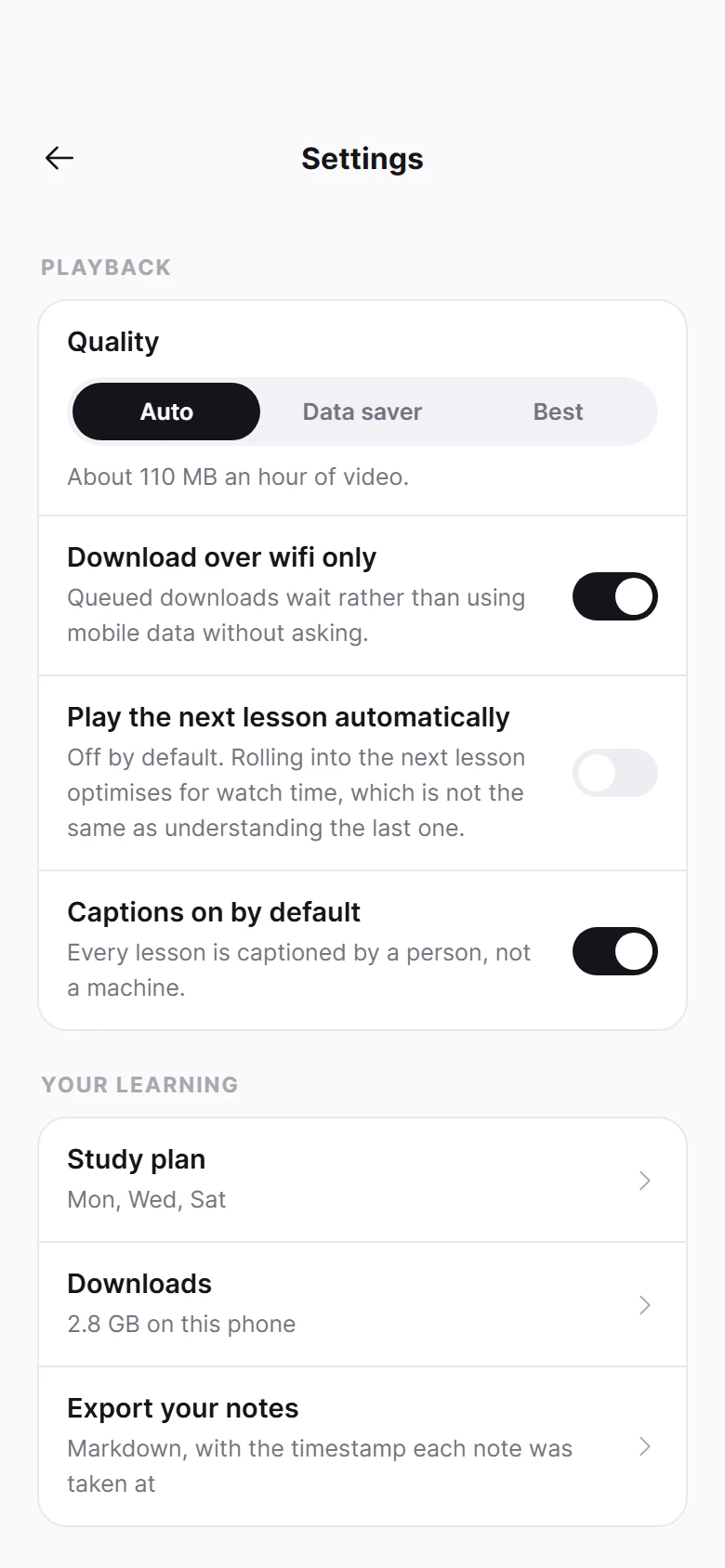 Academy Settings preview