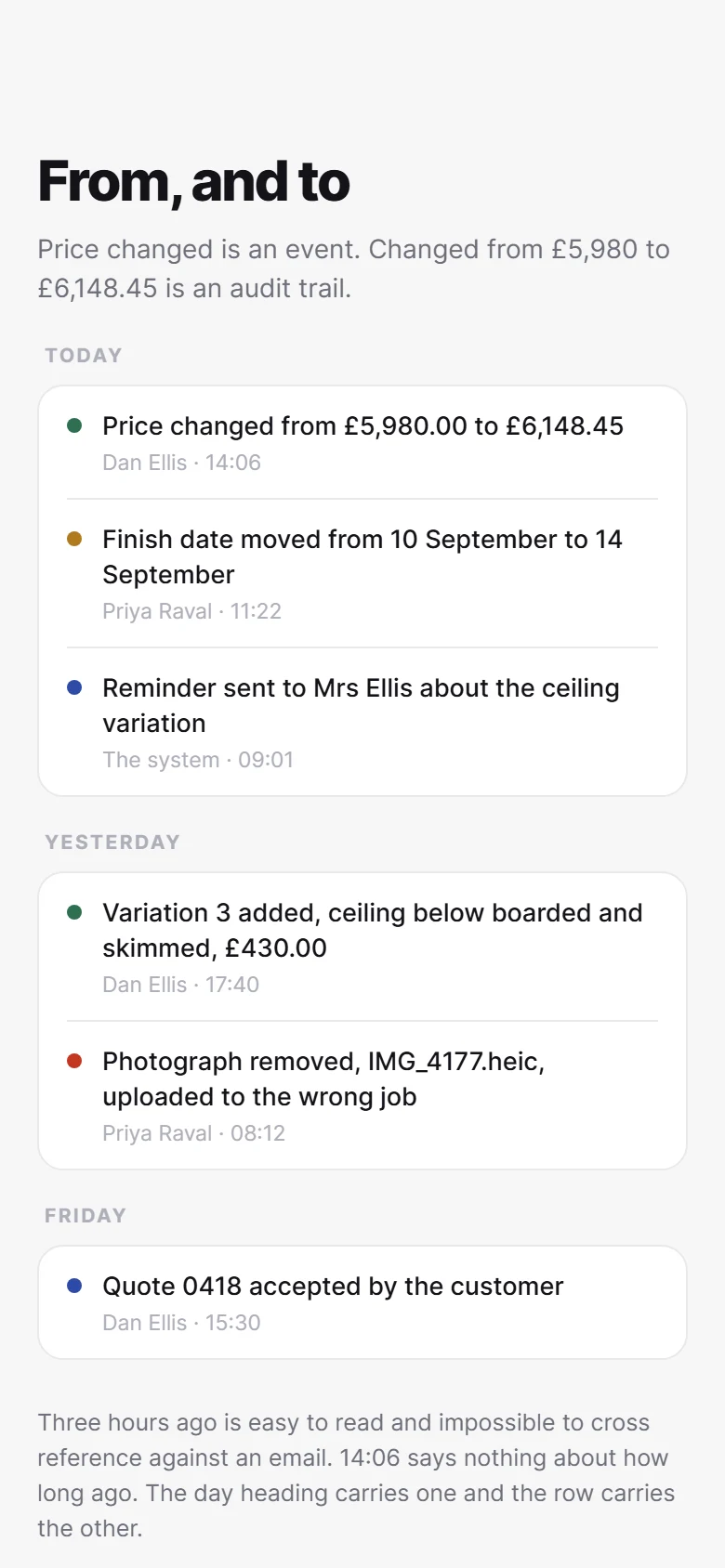 Audit trail preview