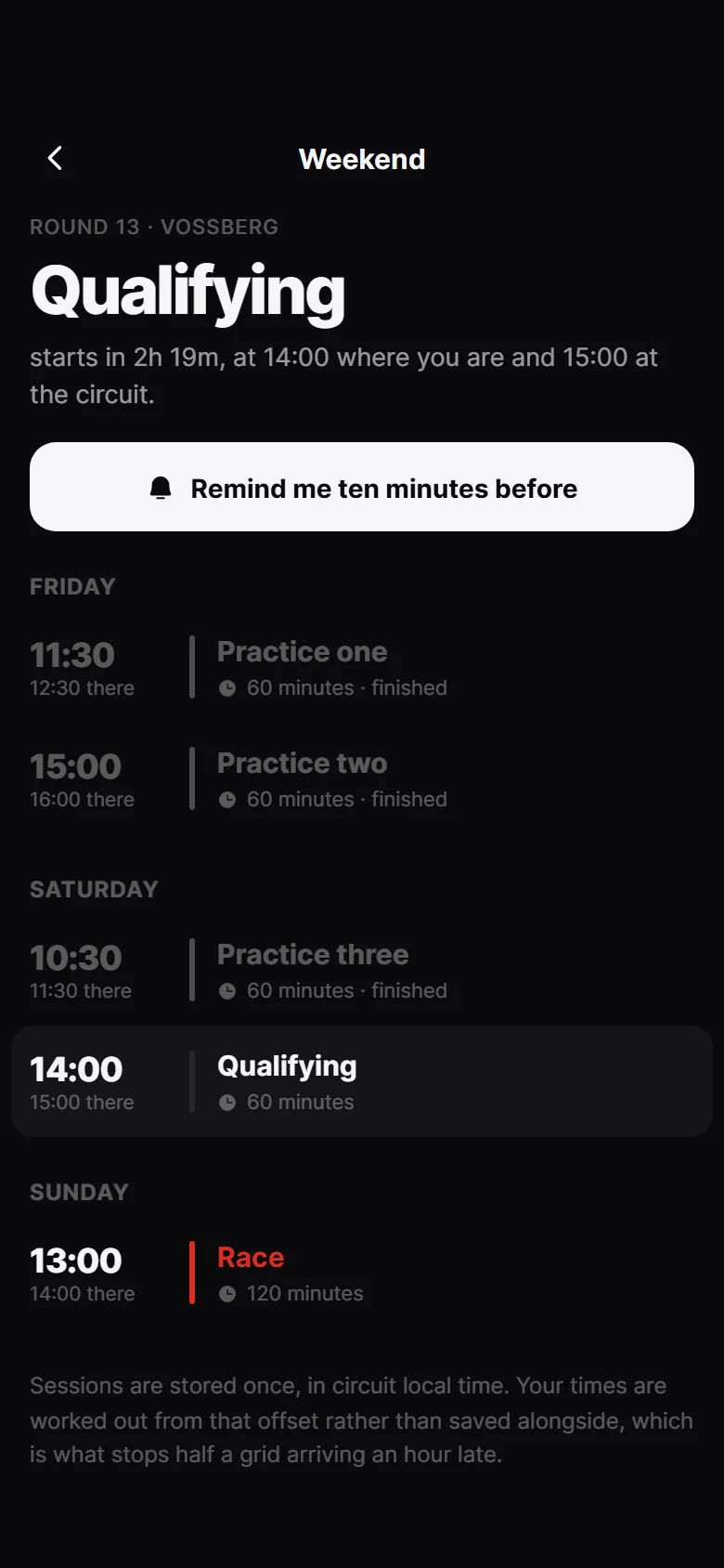 Vorschau von Apex Weekend Schedule