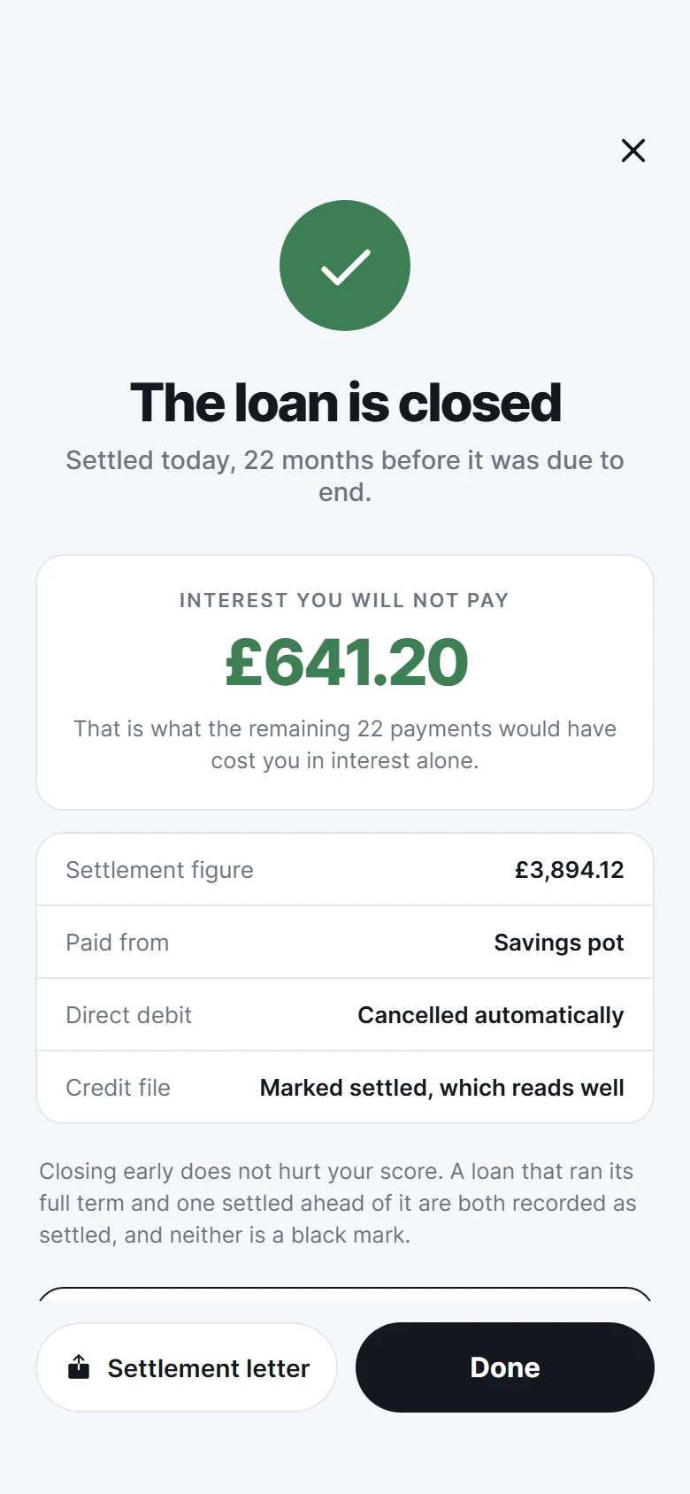 Aperçu de Arc Loan Settled
