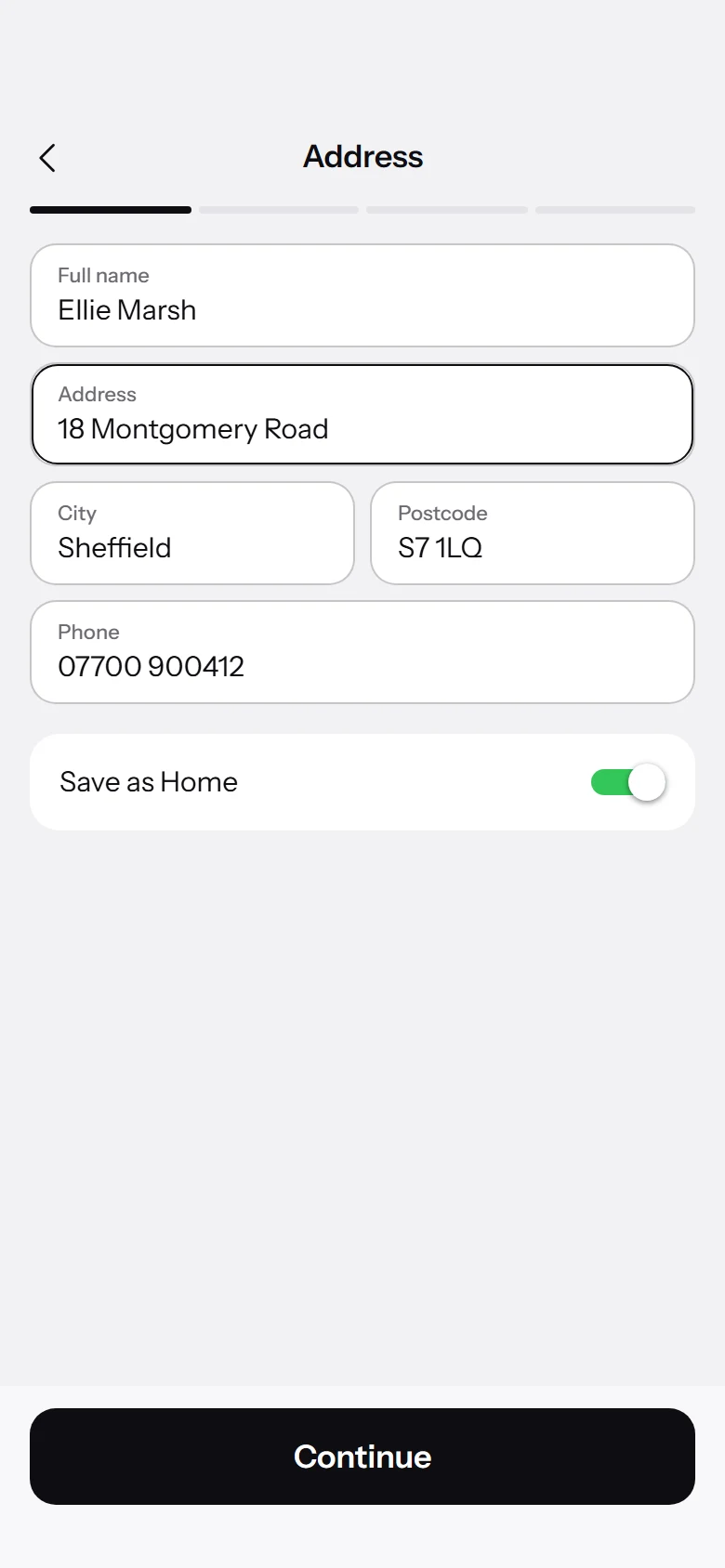 Atlas Store Delivery Address preview