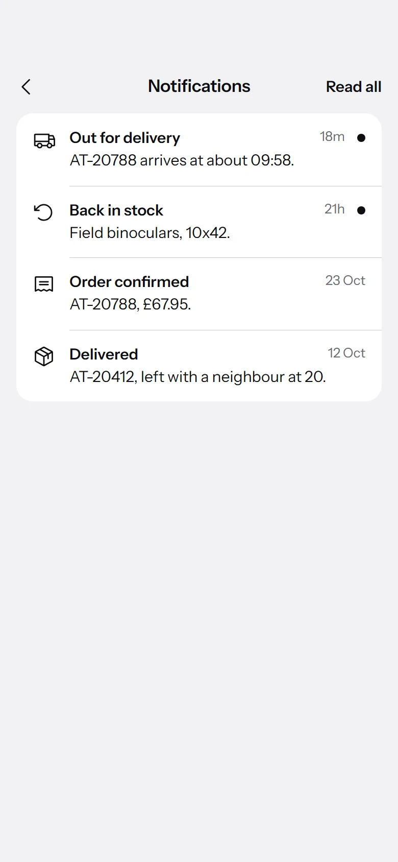 Atlas Store Notifications preview