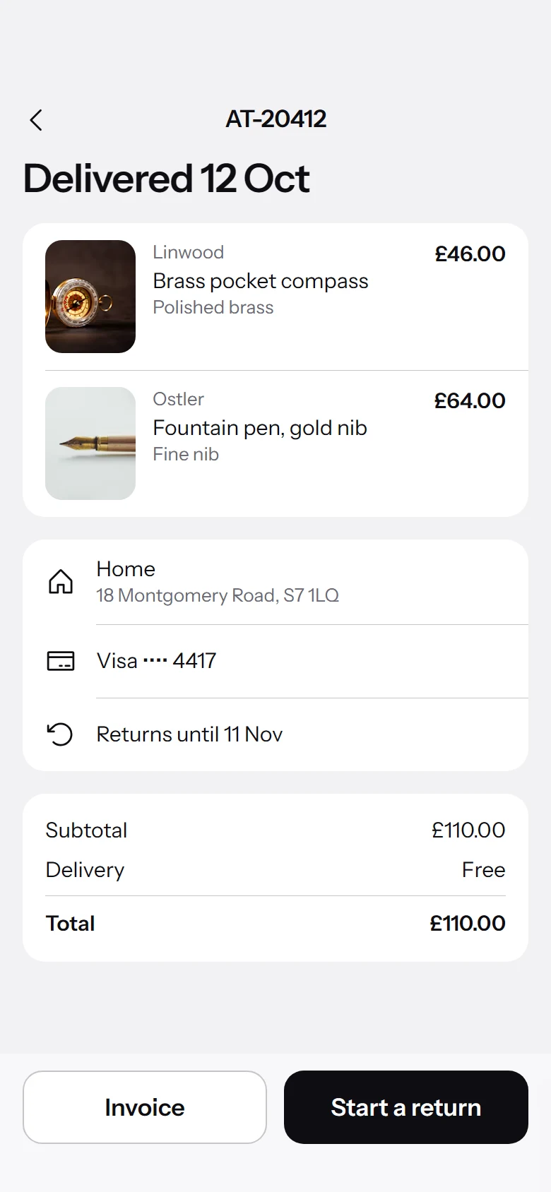 Atlas Store Order Detail preview