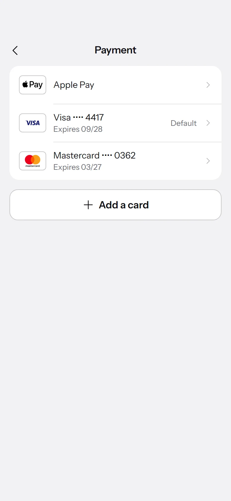 Atlas Store Payment Methods preview