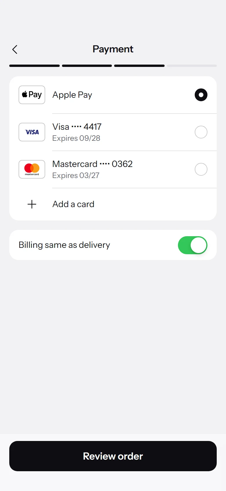 Atlas Store Payment preview