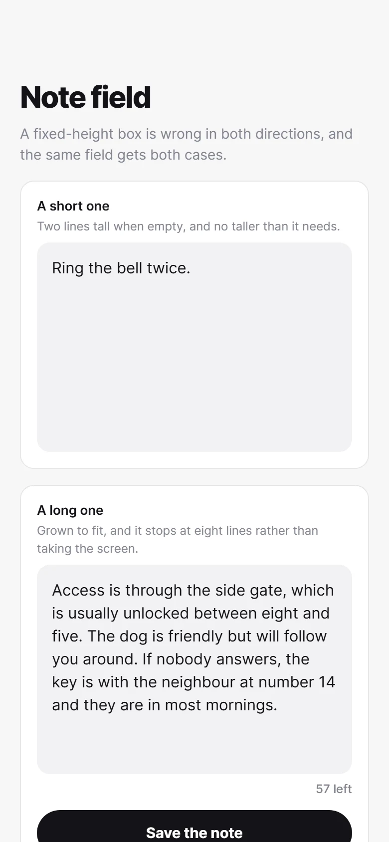 Note Field preview