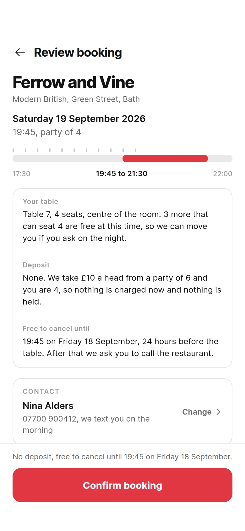 Banquette Review Booking preview