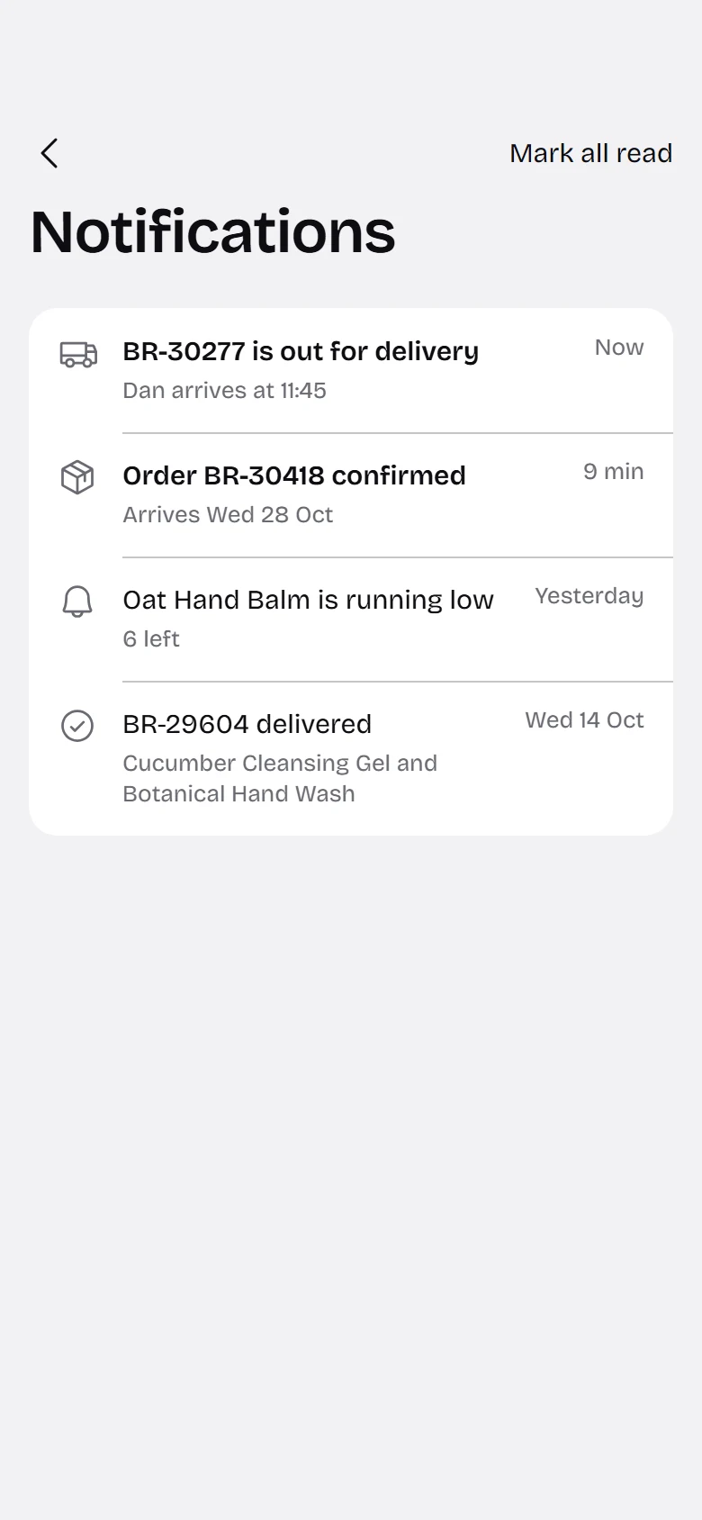 Bare Store Notifications preview