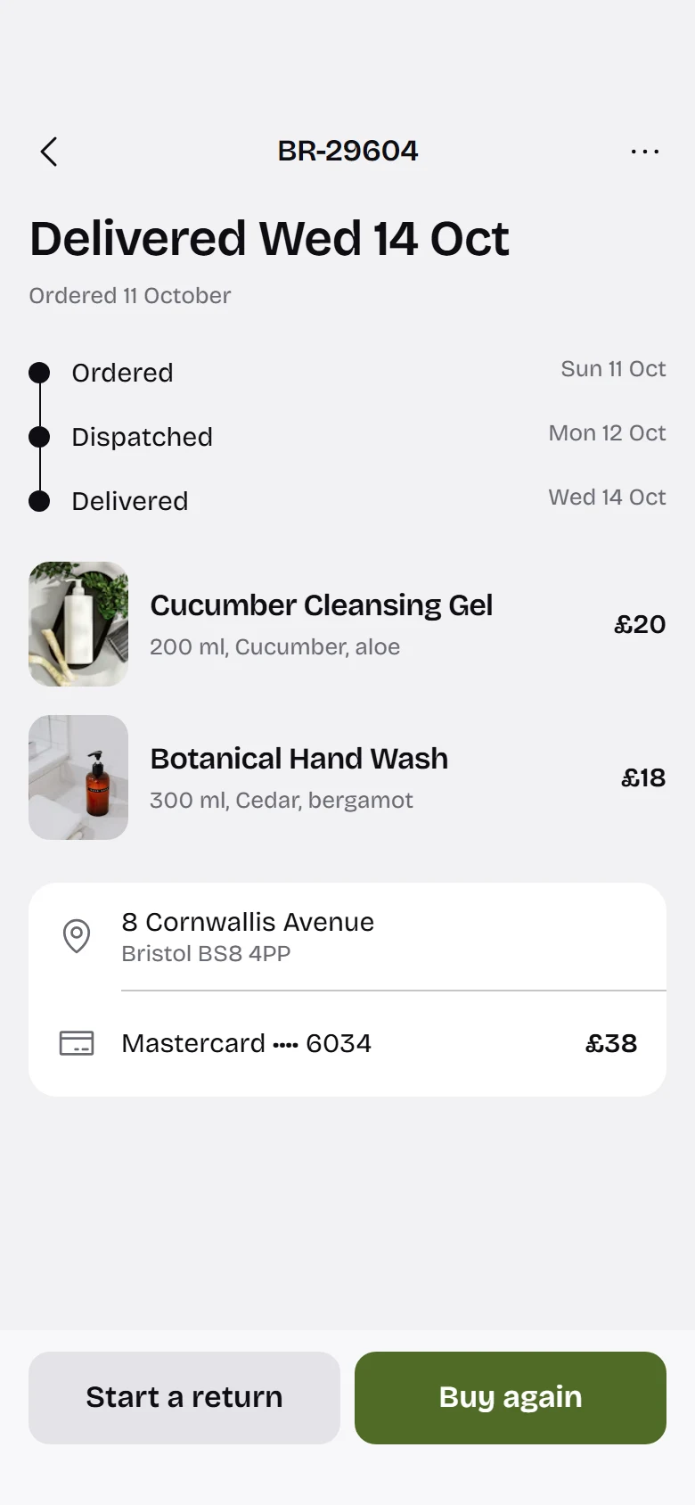 Bare Store Order Detail preview