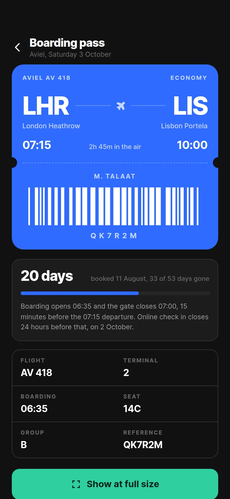 Billfold Boarding Pass preview