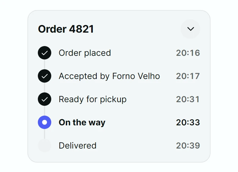 Bistro Order Status Card preview