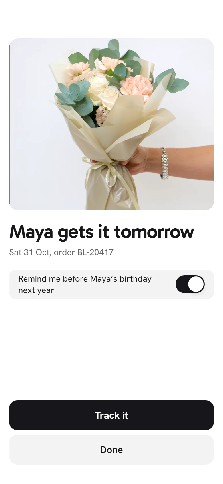 Bloom Store Order Placed preview