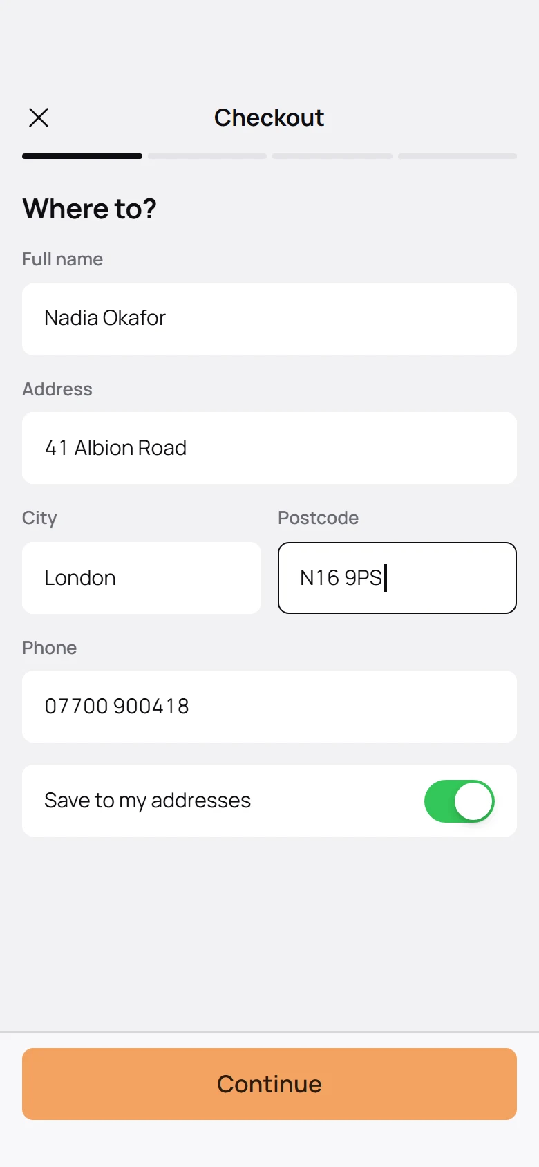 Brew Store Delivery Address preview