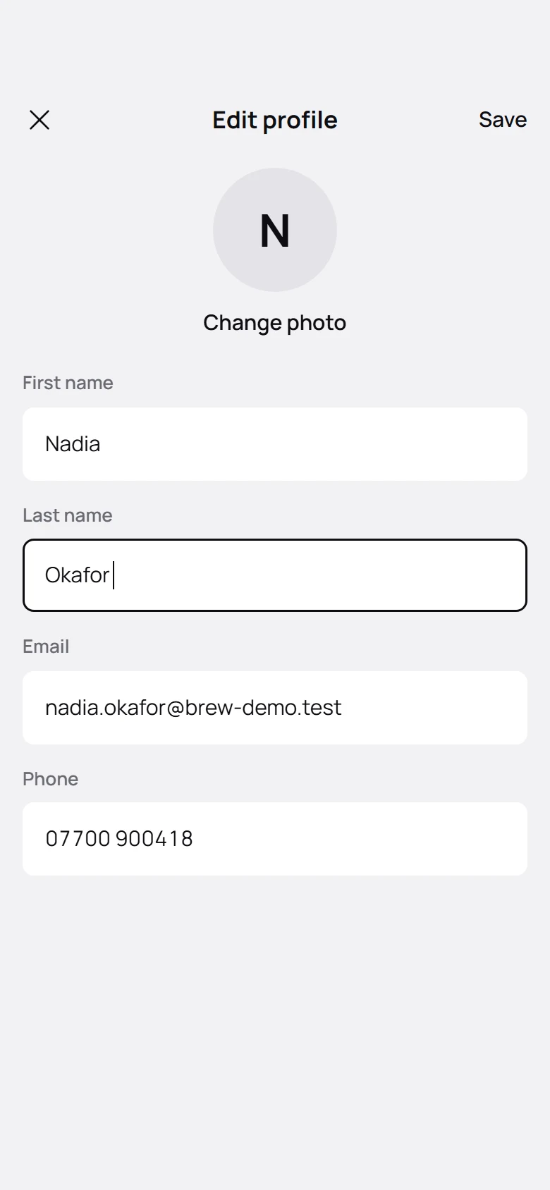 Brew Store Edit Profile preview