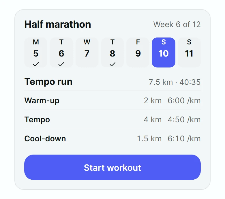 Brisk Training Plan Card preview