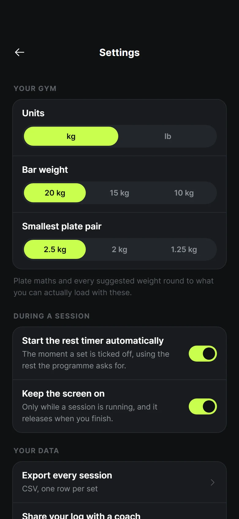 Cadence Settings preview