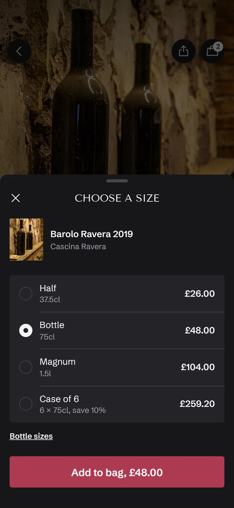 Cellar Store Bottle Size preview
