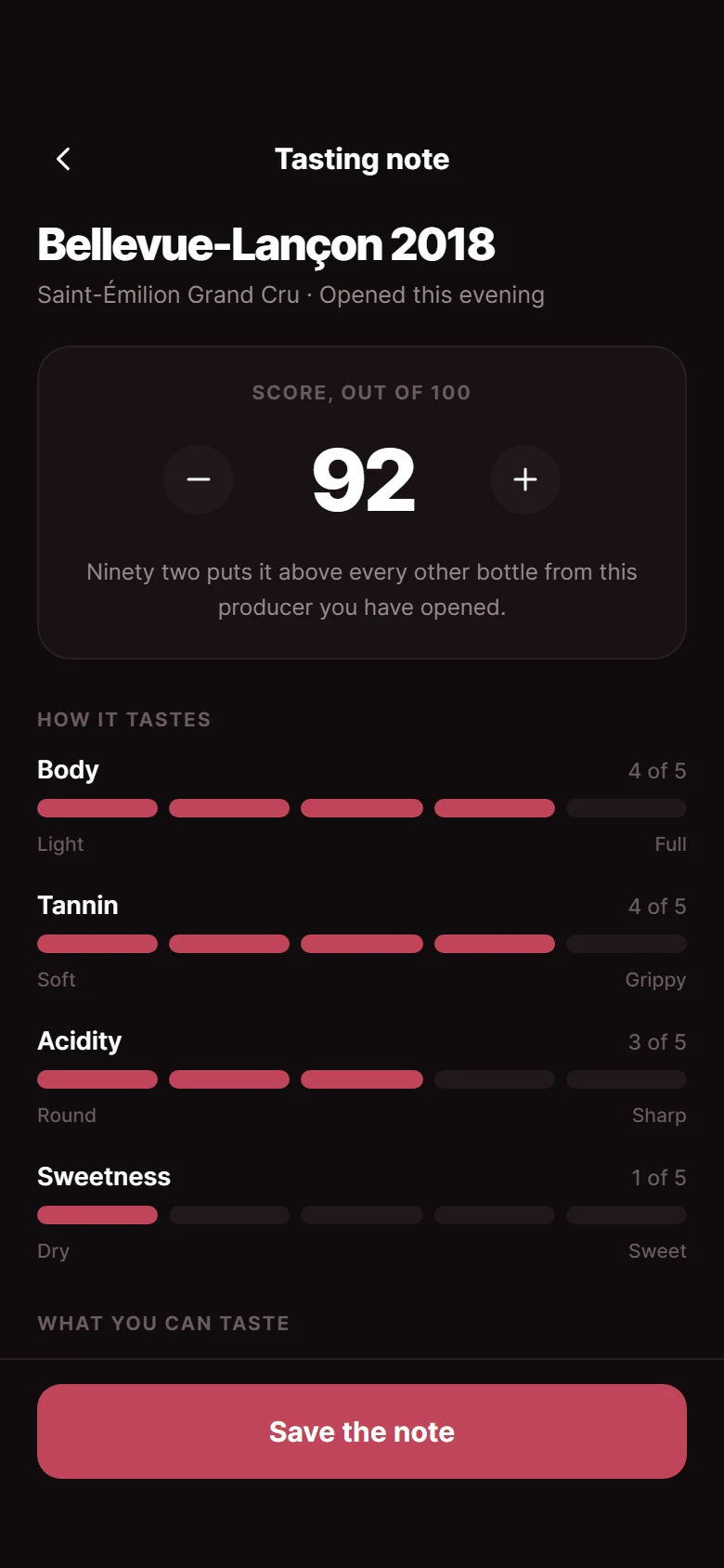 Cellar Tasting Note preview