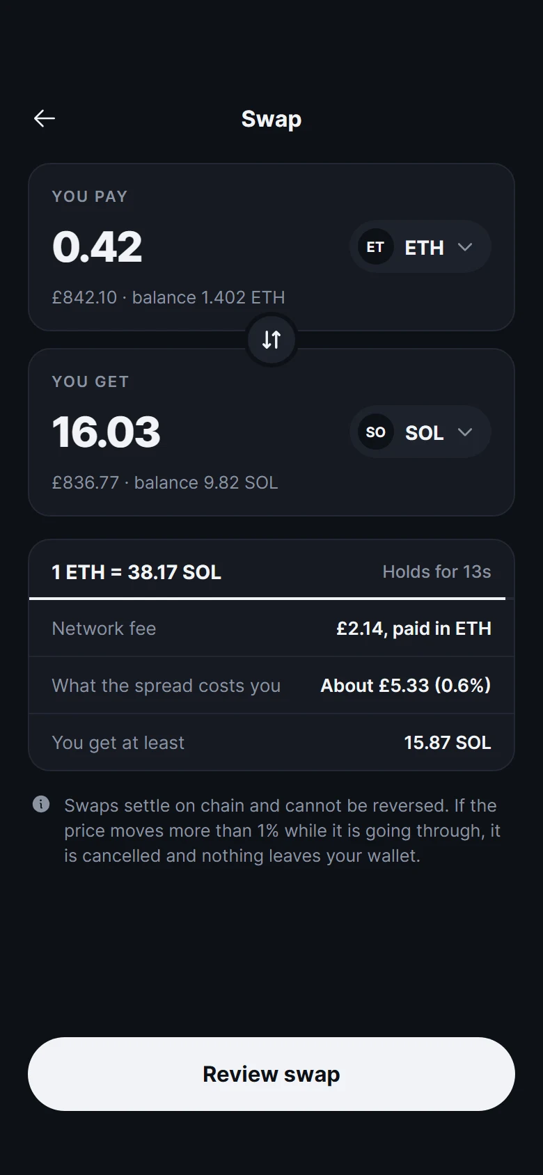 Xem trước Chain Swap