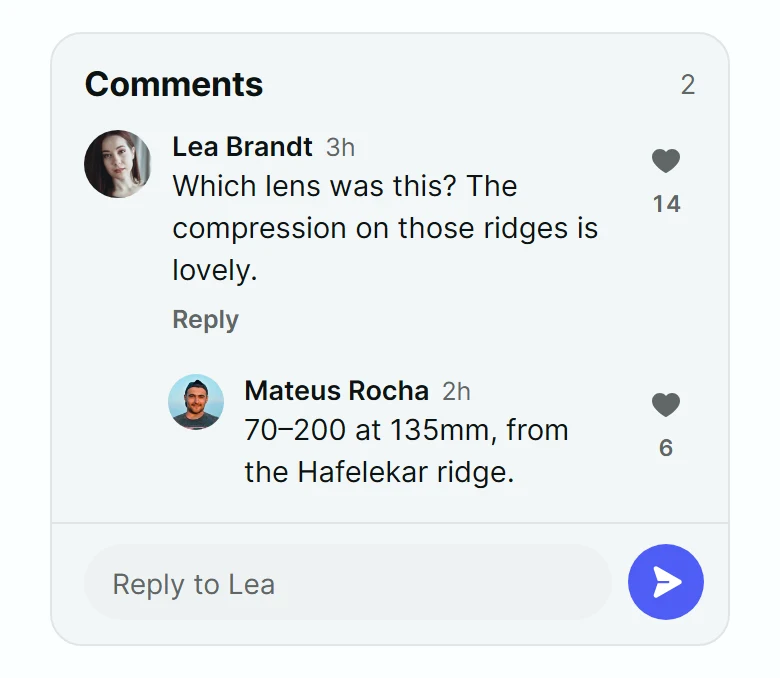 Chatter Comments Card preview