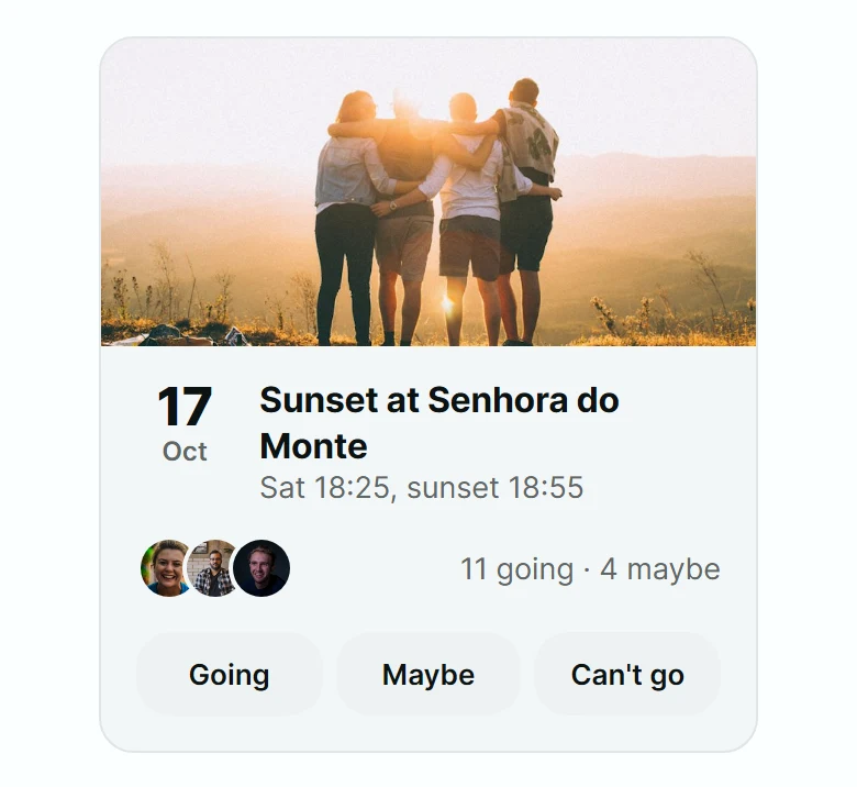 Chatter Event RSVP Card preview