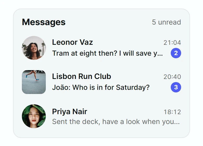 Chatter Messages Card preview