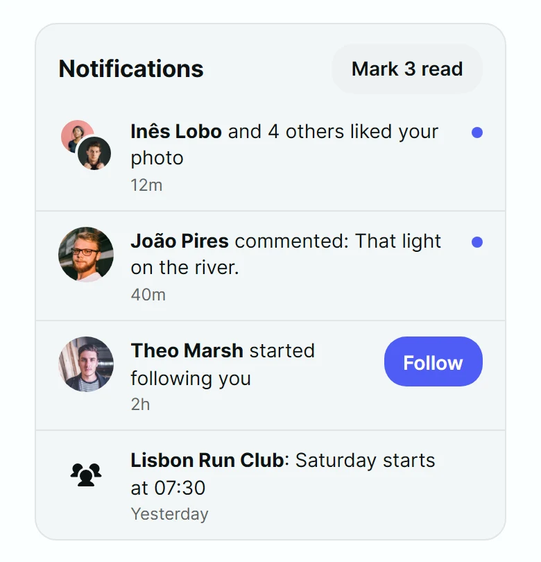 Chatter Notifications Card preview