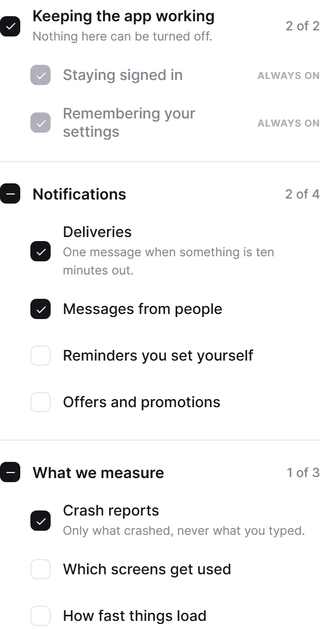 Grouped Checkboxes preview