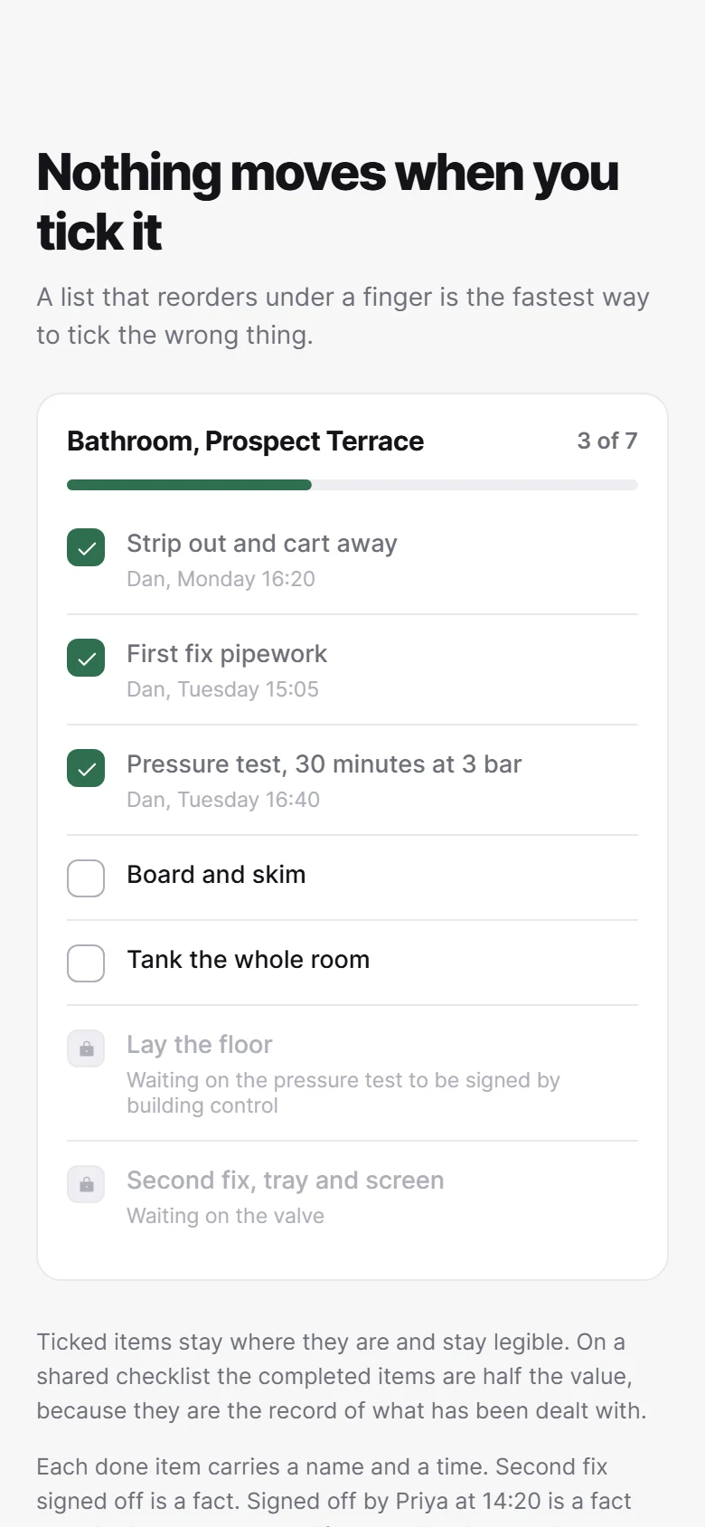 Shared checklist preview