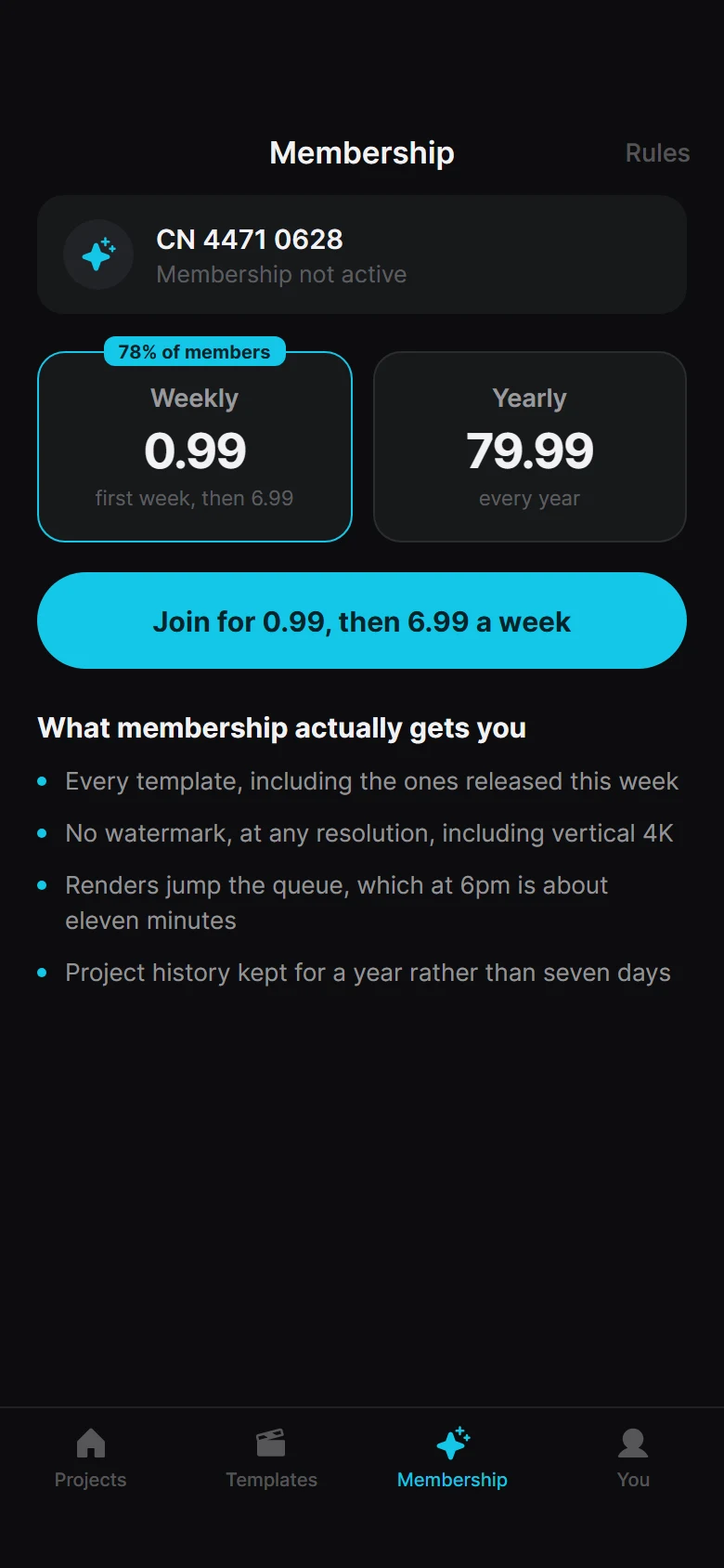 Cinder Membership Tab preview