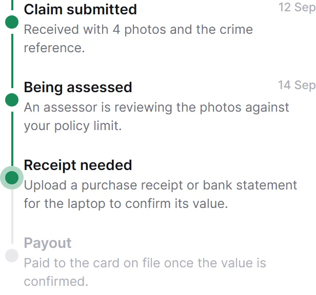Claim Progress Timeline preview