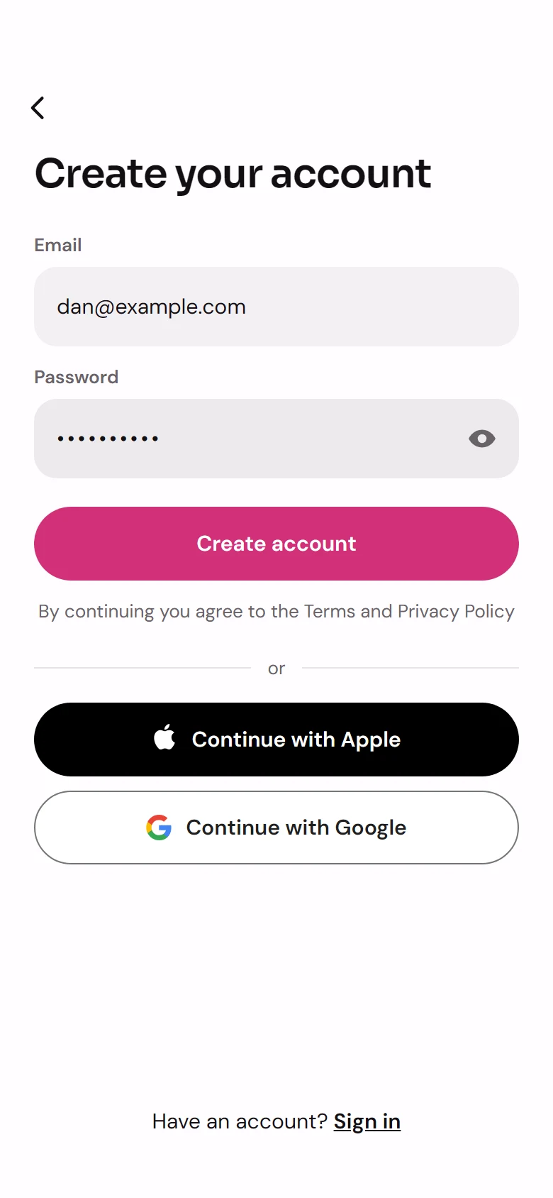 Clasp Create Your Account preview