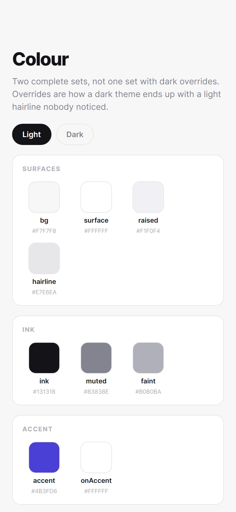 Pratinjau Colour Tokens