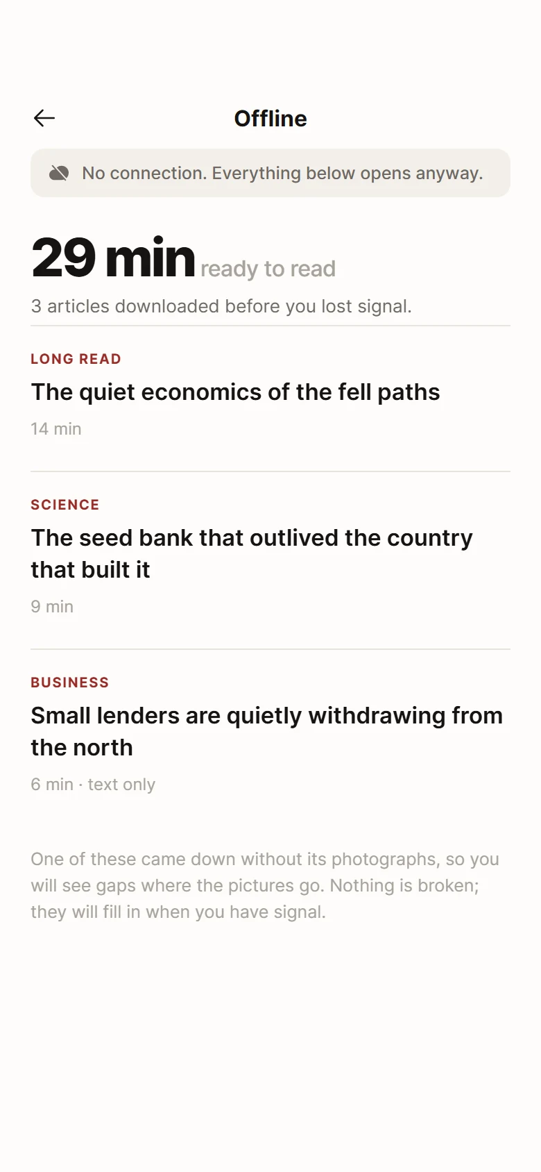 Column Offline Reading preview