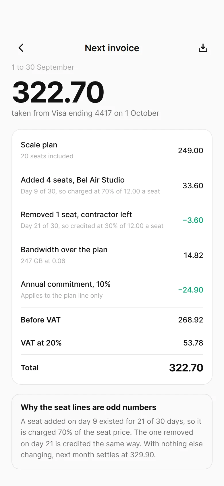 Conduit Next Invoice preview