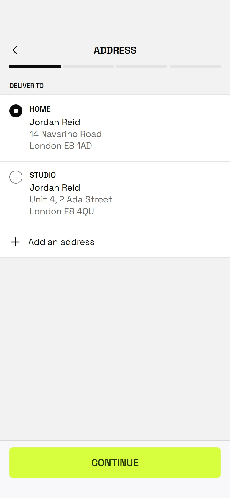 Court Store Delivery Address preview