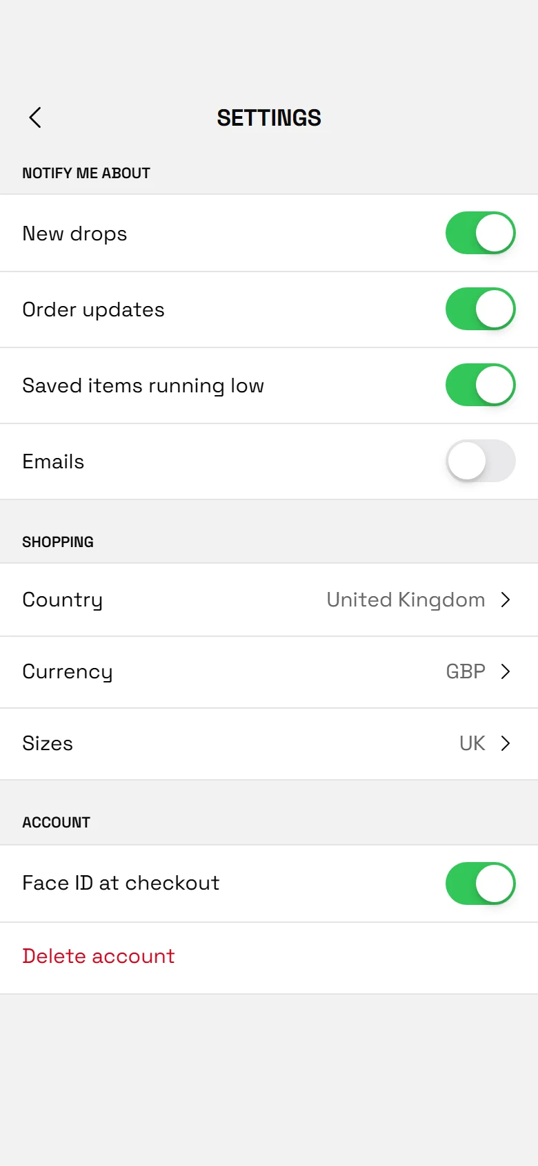 Court Store Settings preview