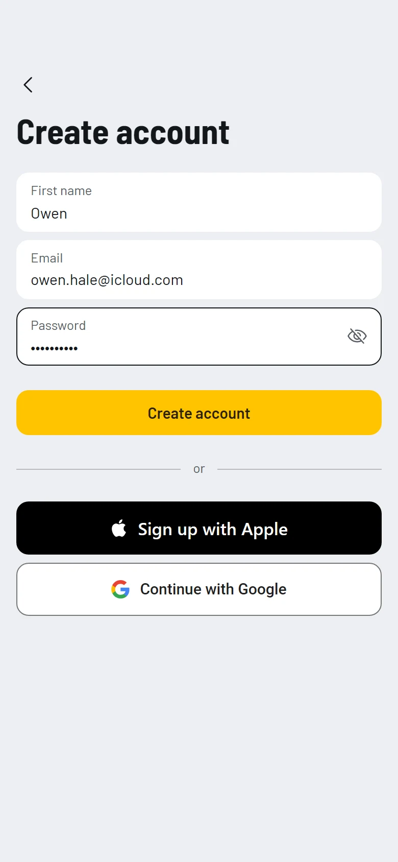 Craft Store Create Account preview