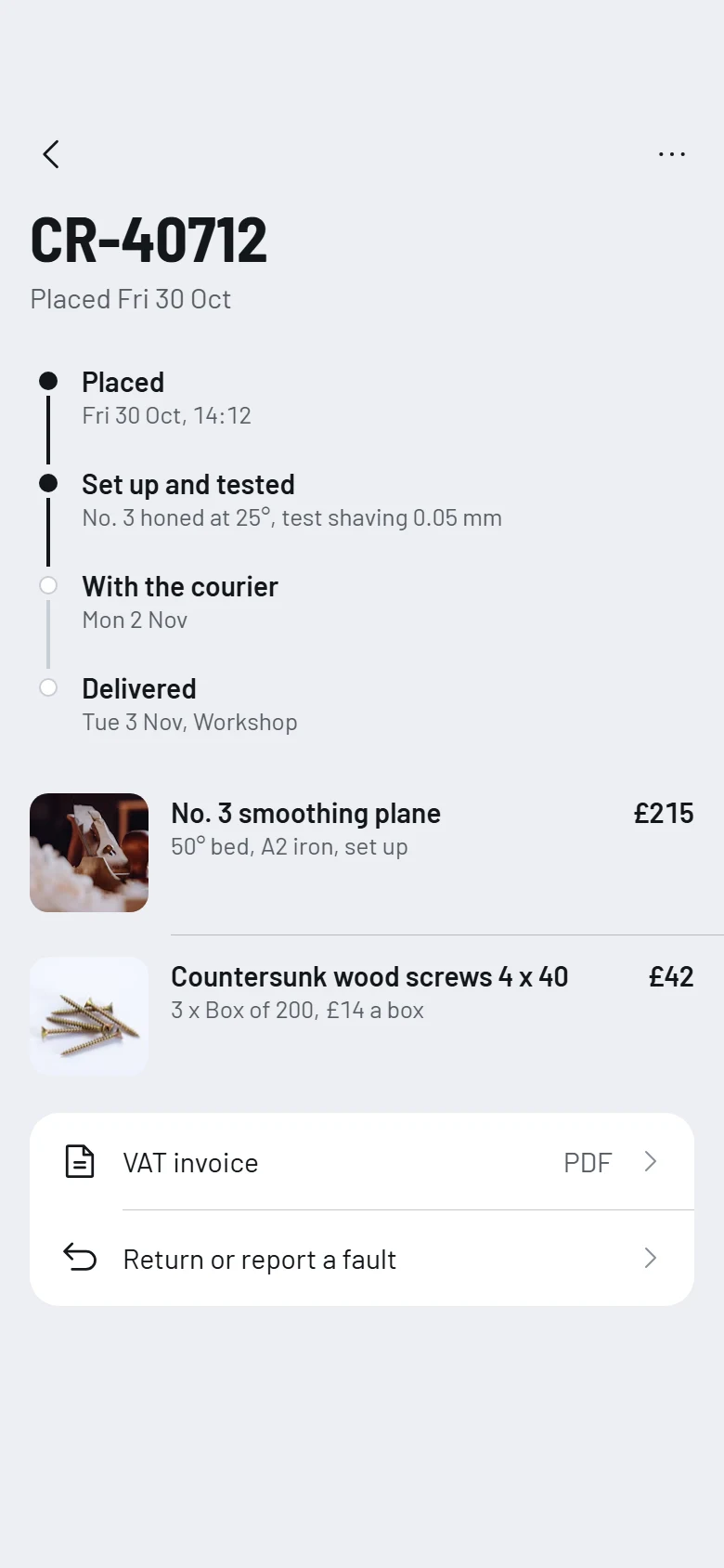 Craft Store Order Detail preview