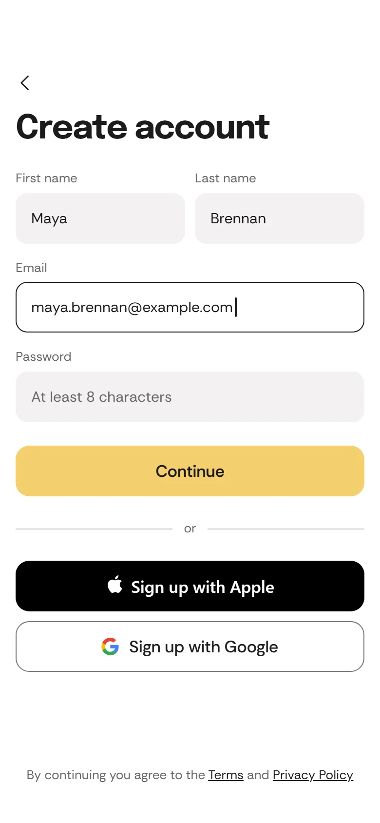 Crumb Store Create Account preview