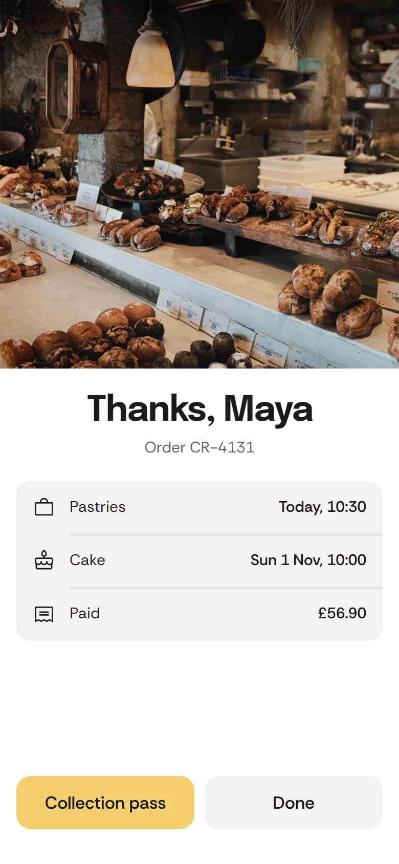 Crumb Store Order Placed preview