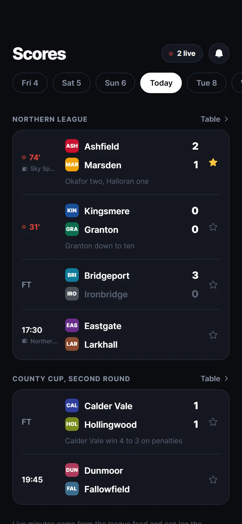 Derby Live Scores preview