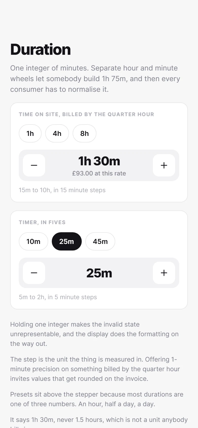 Duration preview