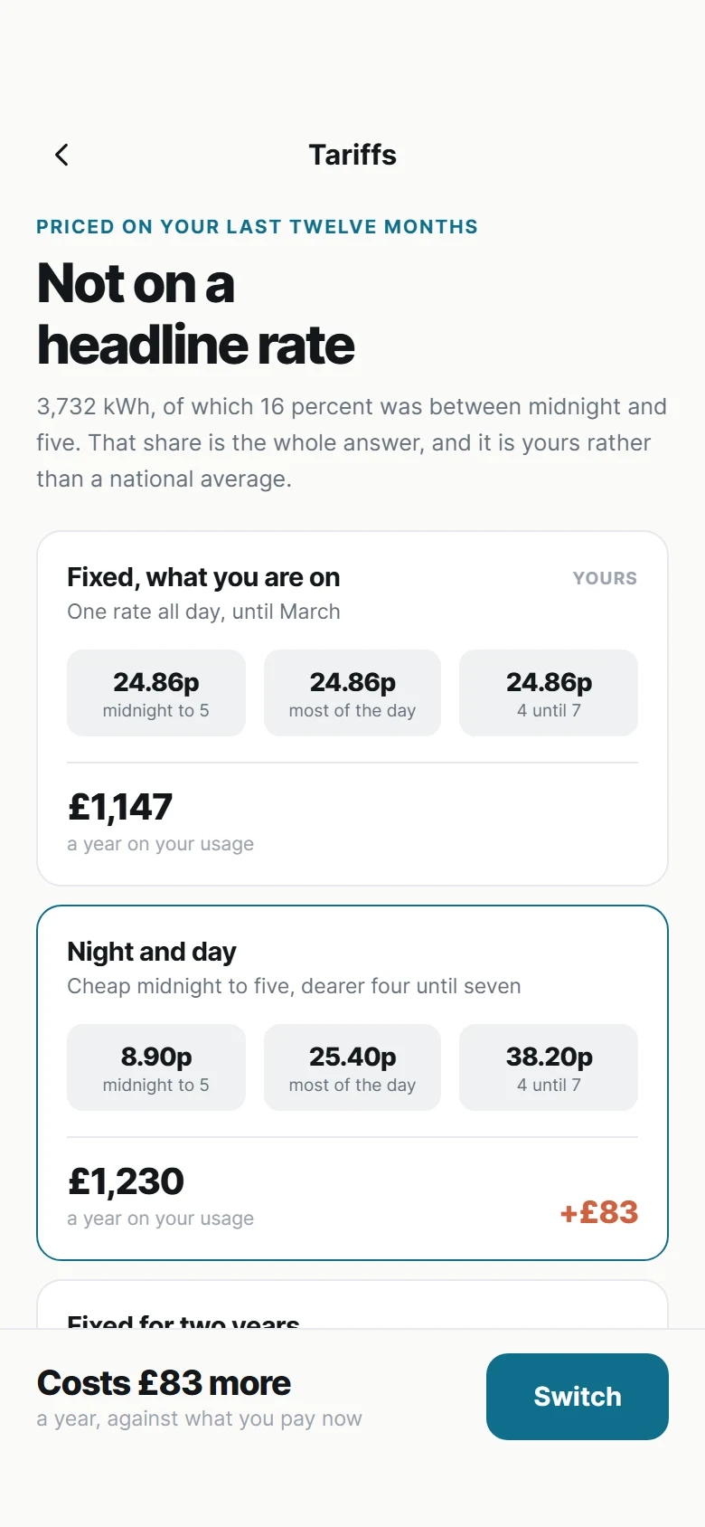 Ember Tariff Compare preview