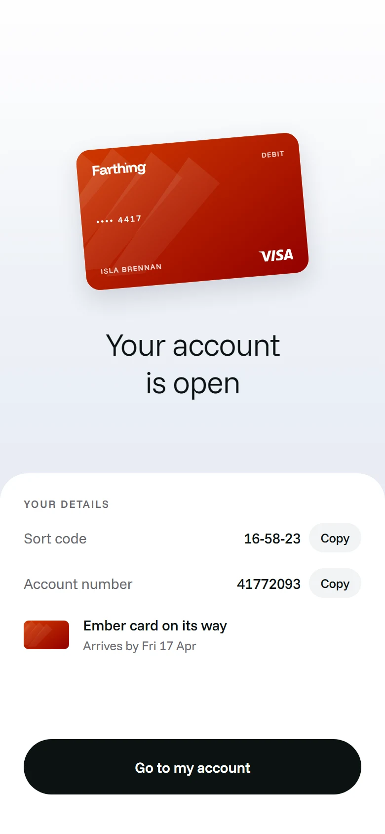 Farthing Account Ready preview