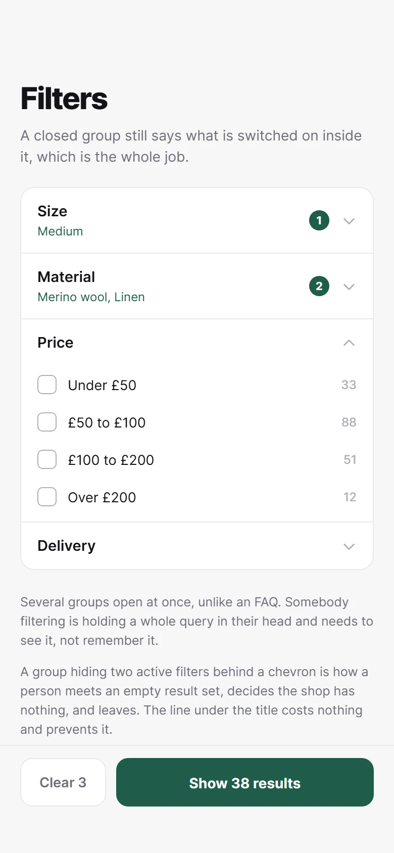 Filter groups preview