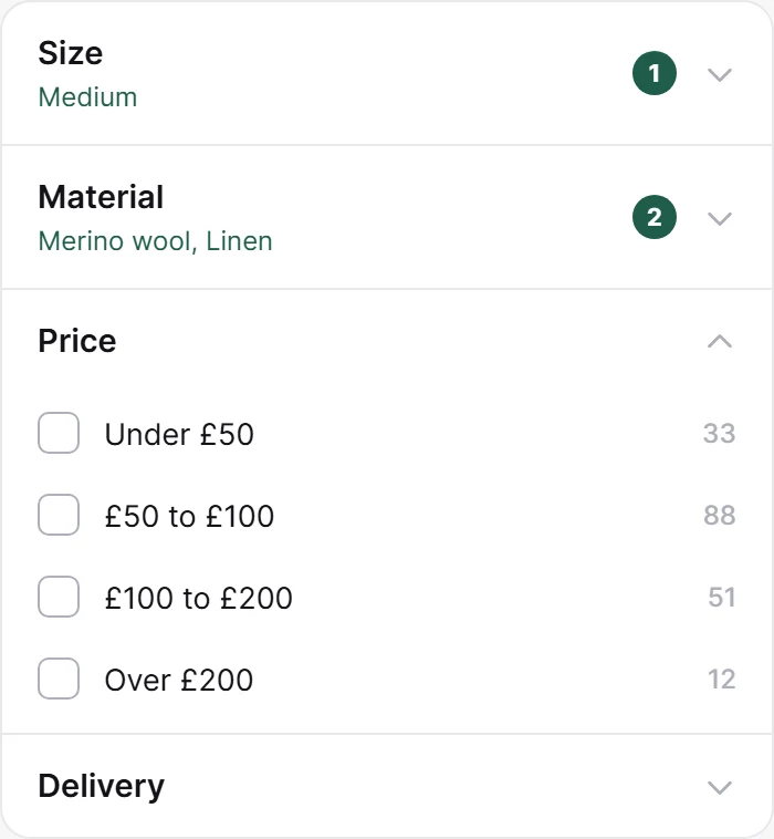 Filter groups preview