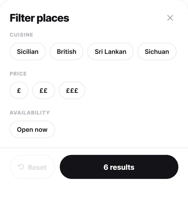 Filter Sheet preview