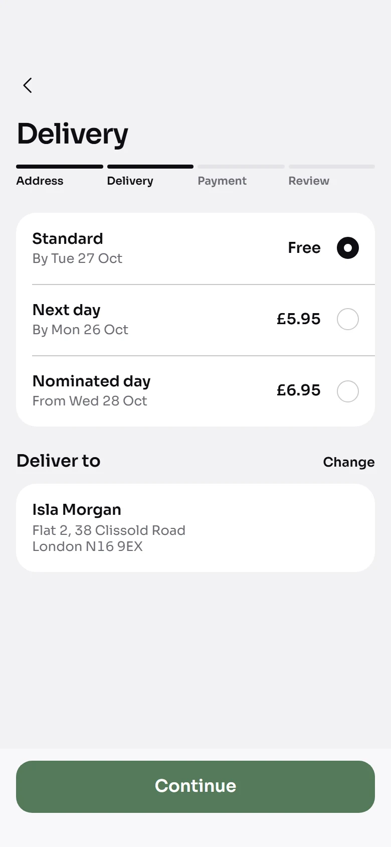 Flow Store Delivery Options preview