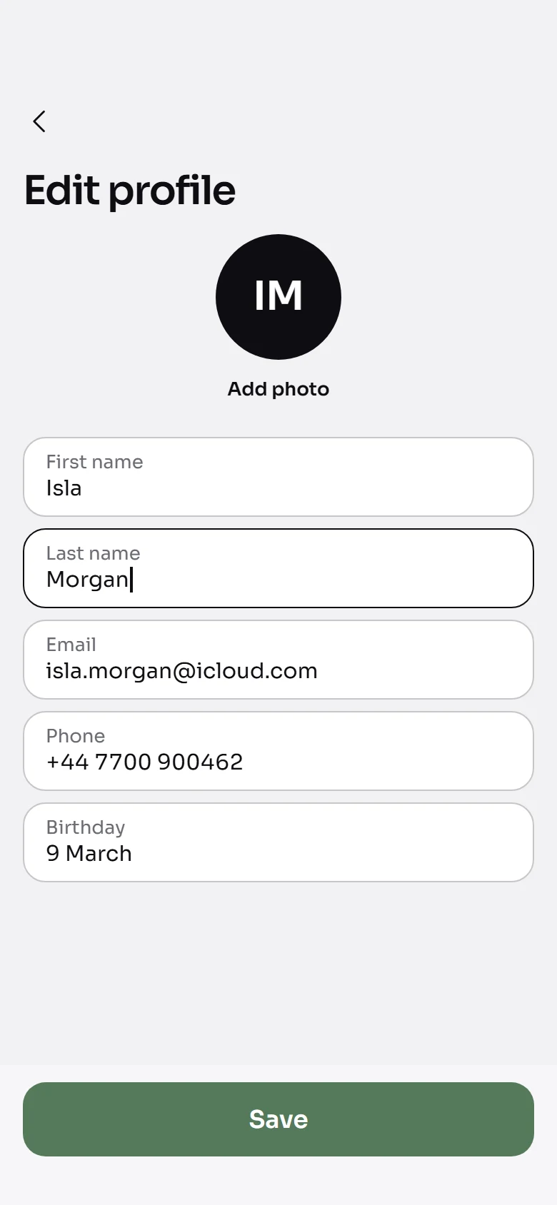 Flow Store Edit Profile preview